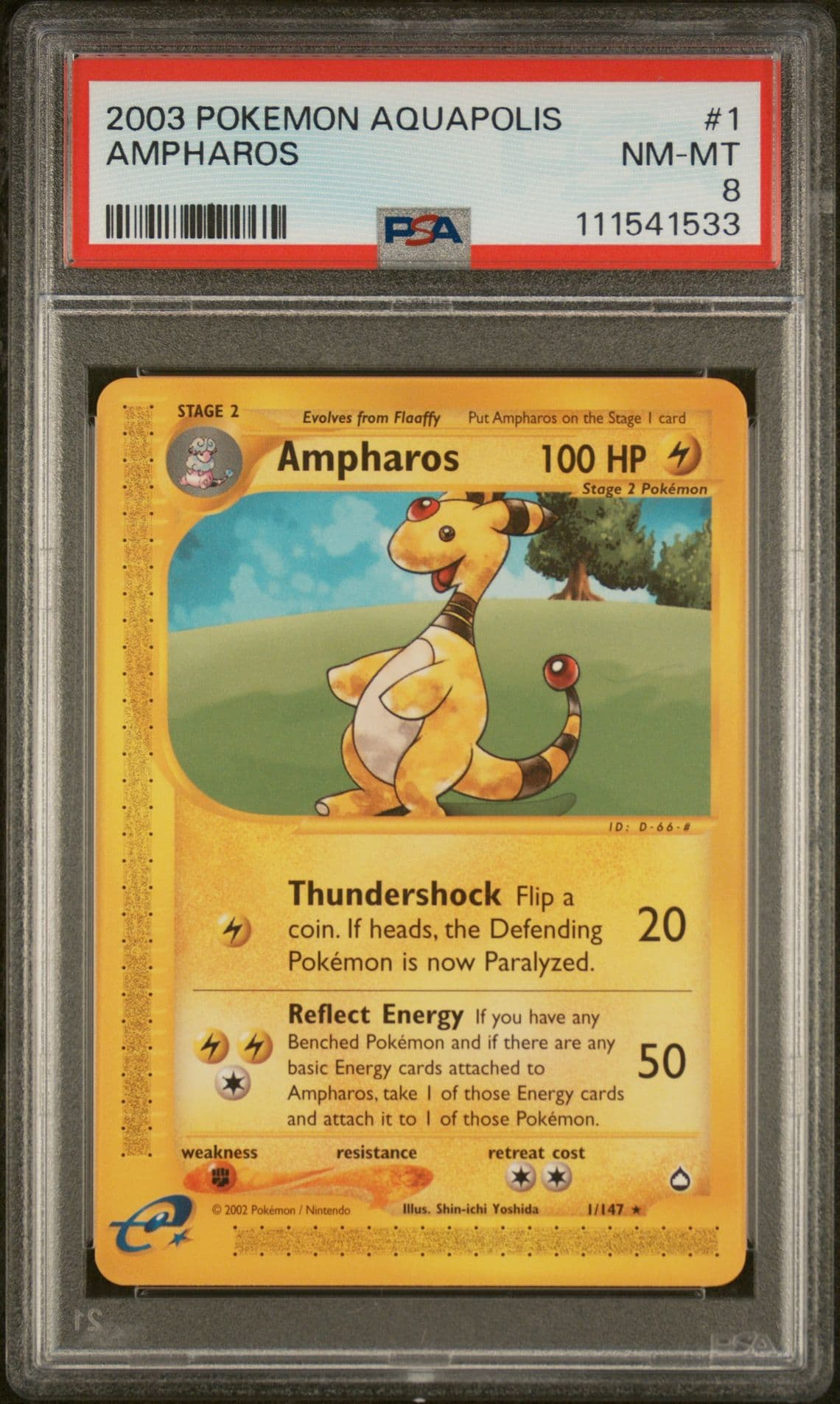 2003 POKEMON AQUAPOLIS #1 AMPHAROS PSA 8