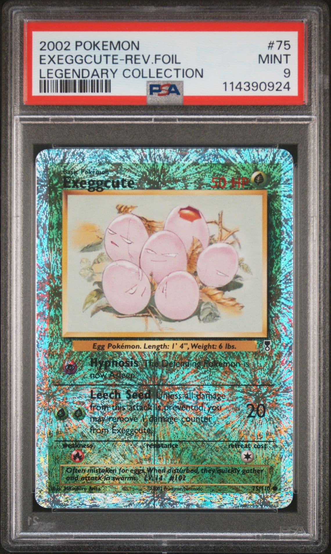 2002 Pokemon Exeggcute Legendary Collection. Reverse Holo Foil #75 PSA 9 POP 149