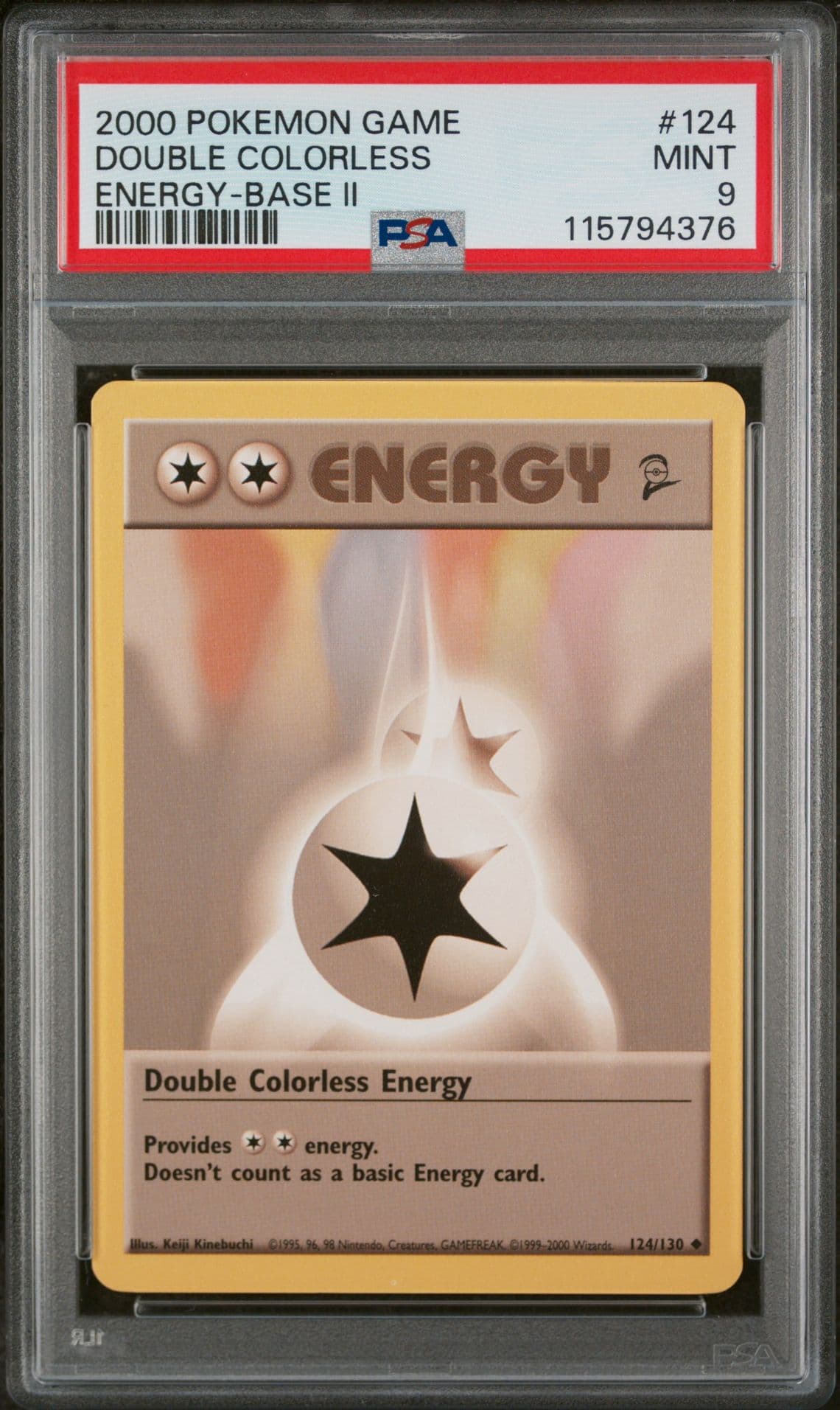 ⭐Pokemon - Double Colorless Energy - Uncommon - 124/130 - Base Set 2 - PSA 9⭐