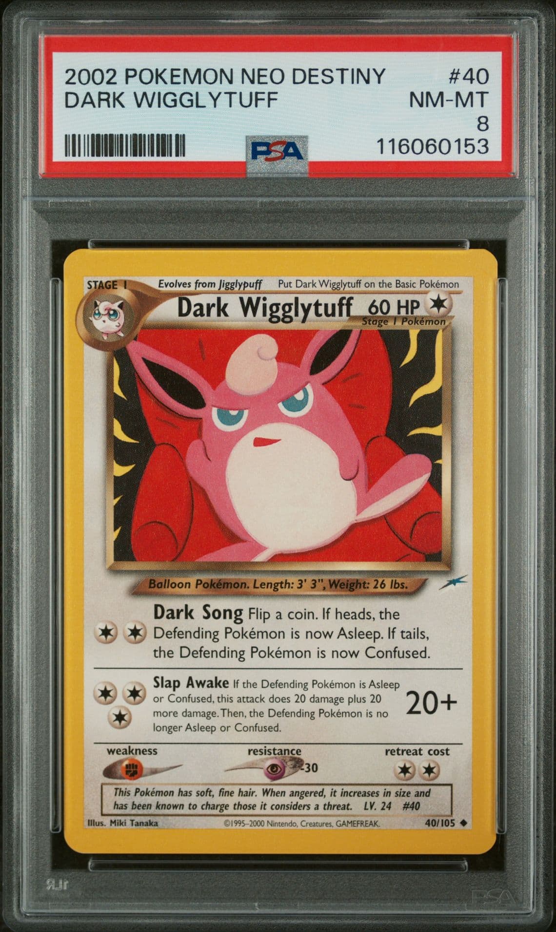 2002 Pokemon Neo Destiny Dark Wigglytuff #40 PSA 8