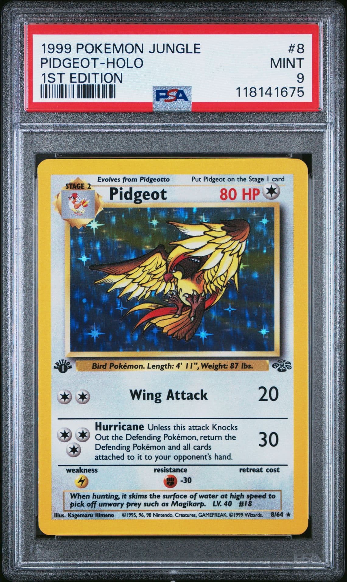 1999 Pokemon Jungle 1st Edition Pidgeot Holo #8 PSA 9 MINT
