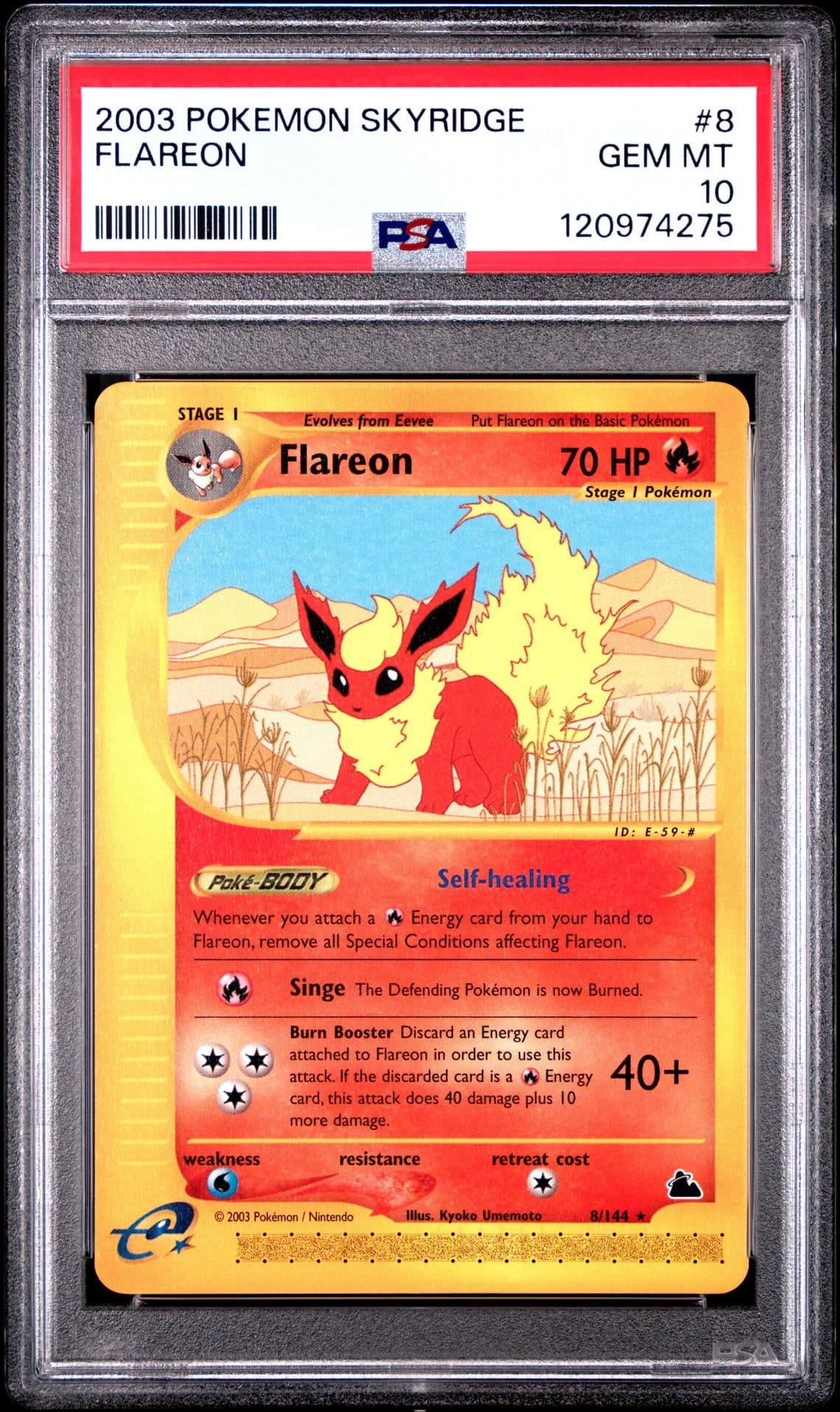 2003 POKEMON SKYRIDGE #8 FLAREON PSA 10