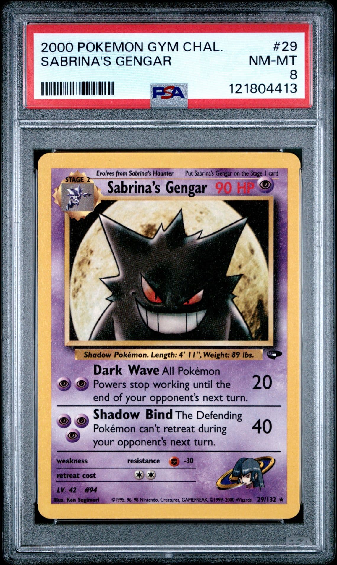 2000 Pokemon Gym Challenge #29 Sabrina'S Gengar PSA 8