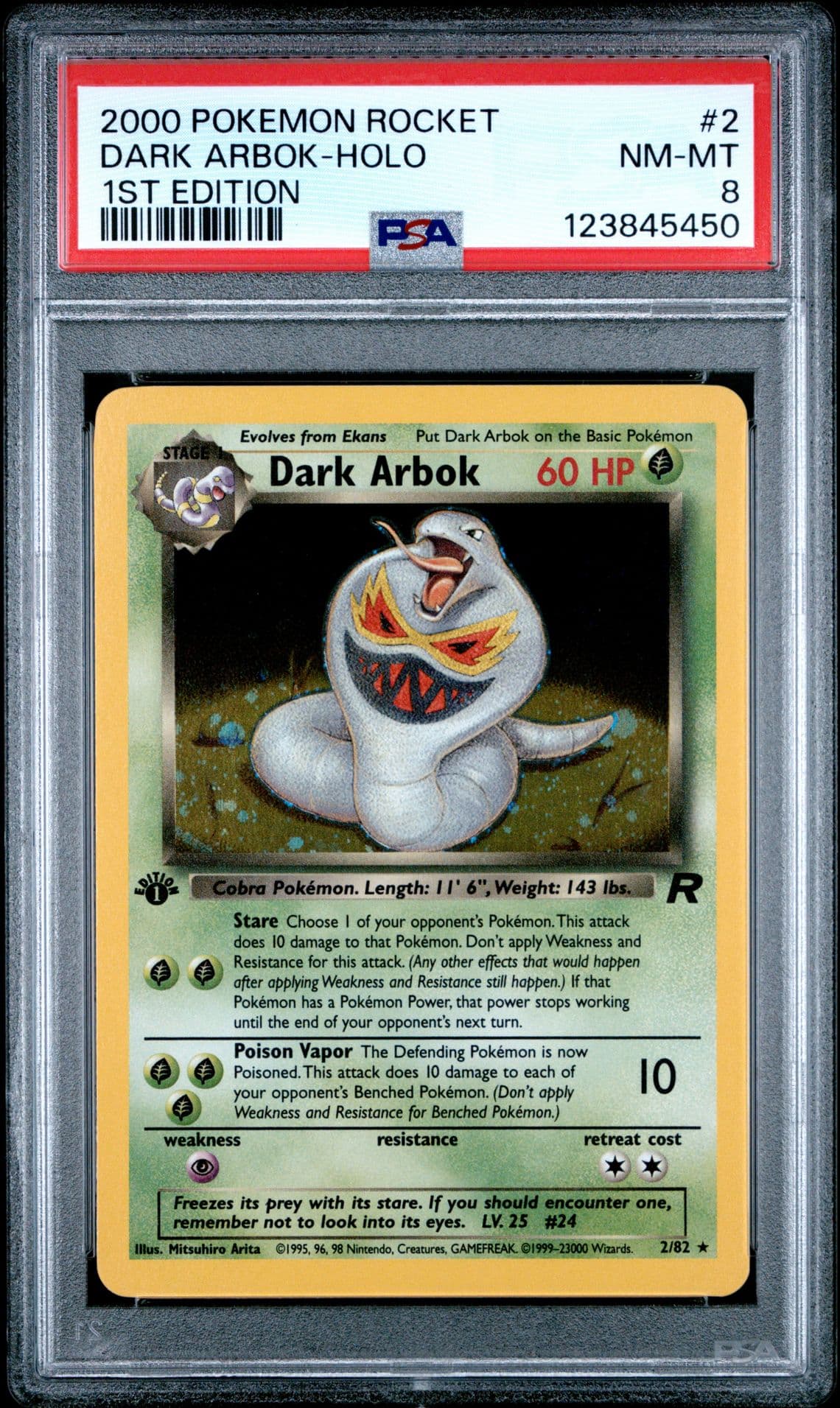 DARK ARBOK 2000 Pokemon Team Rocket 1st Edition Holo #2 - PSA 8