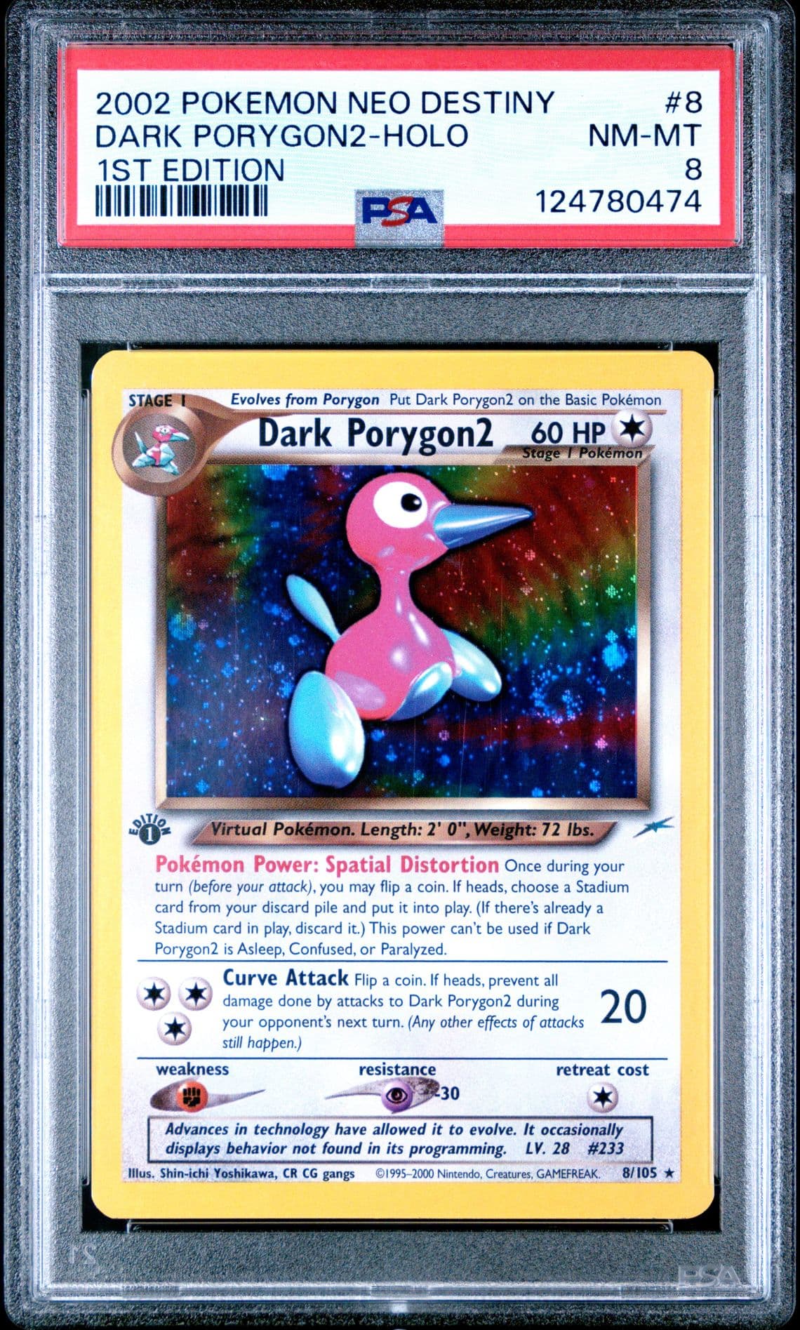 2002 POKEMON NEO DESTINY 1ST ED #8 DARK PORYGON2-HOLO PSA 8