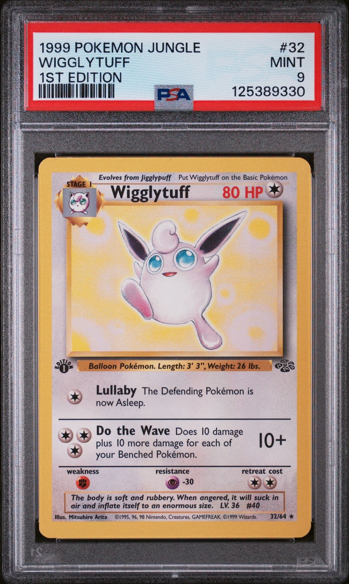 Pokémon Wigglytuff Jungle Rare Regular 1st Edition 1999 PSA 9 Graded Card 32/64