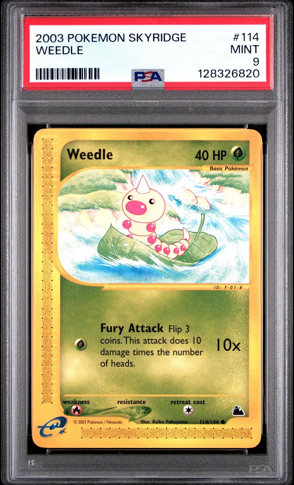 2003 POKEMON SKYRIDGE #114 WEEDLE PSA 9