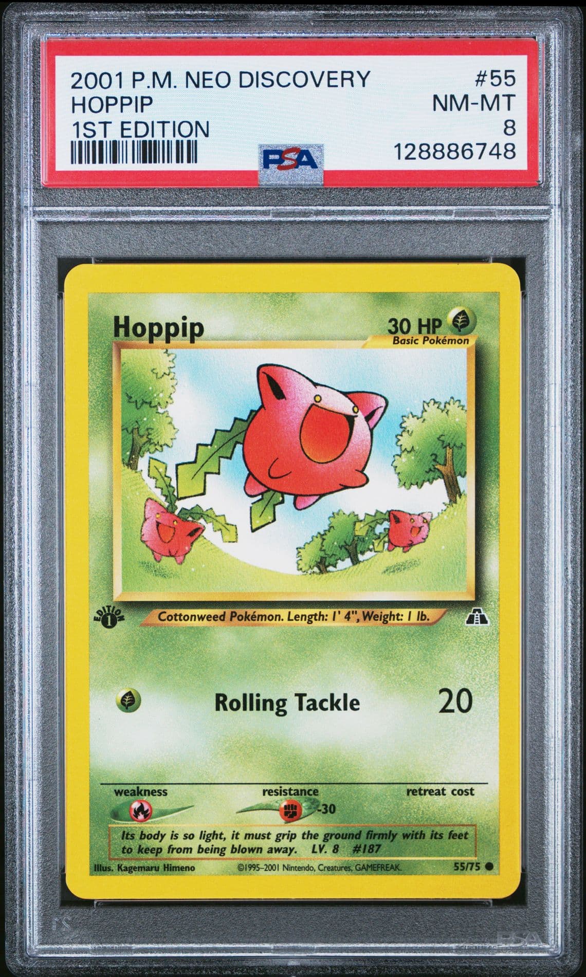 POKEMON #55 HOPPIP 1ST EDITION PSA 8 2001 NEO DISCOVERY