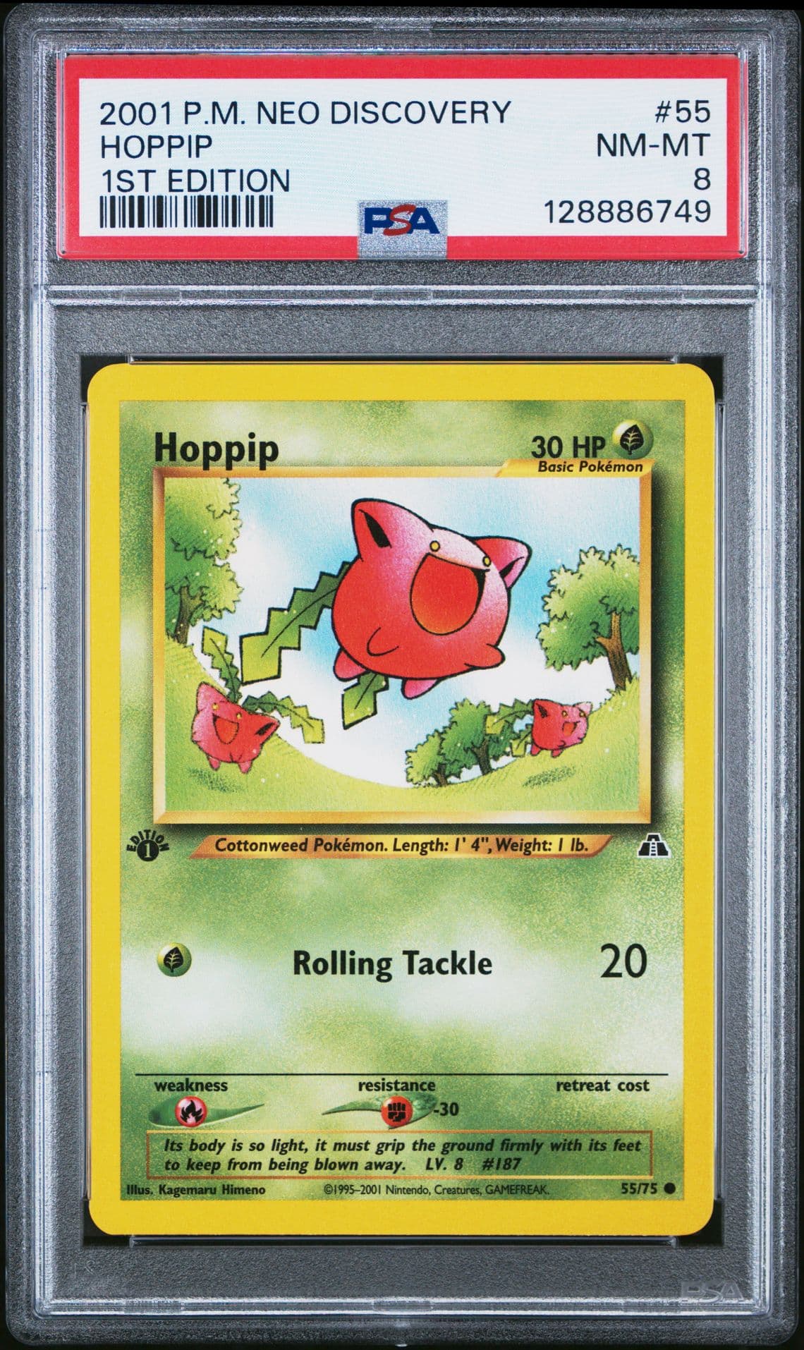 POKEMON #55 HOPPIP 1ST EDITION PSA 8 2001 NEO DISCOVERY