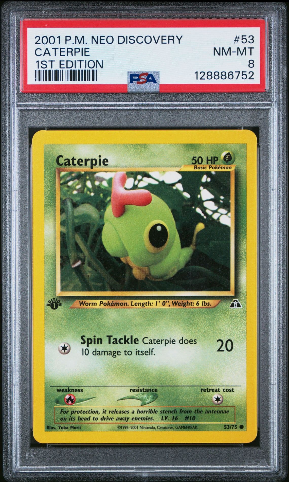 POKEMON #53 CATERPIE 1ST EDITION PSA 8 2001 NEO DISCOVERY