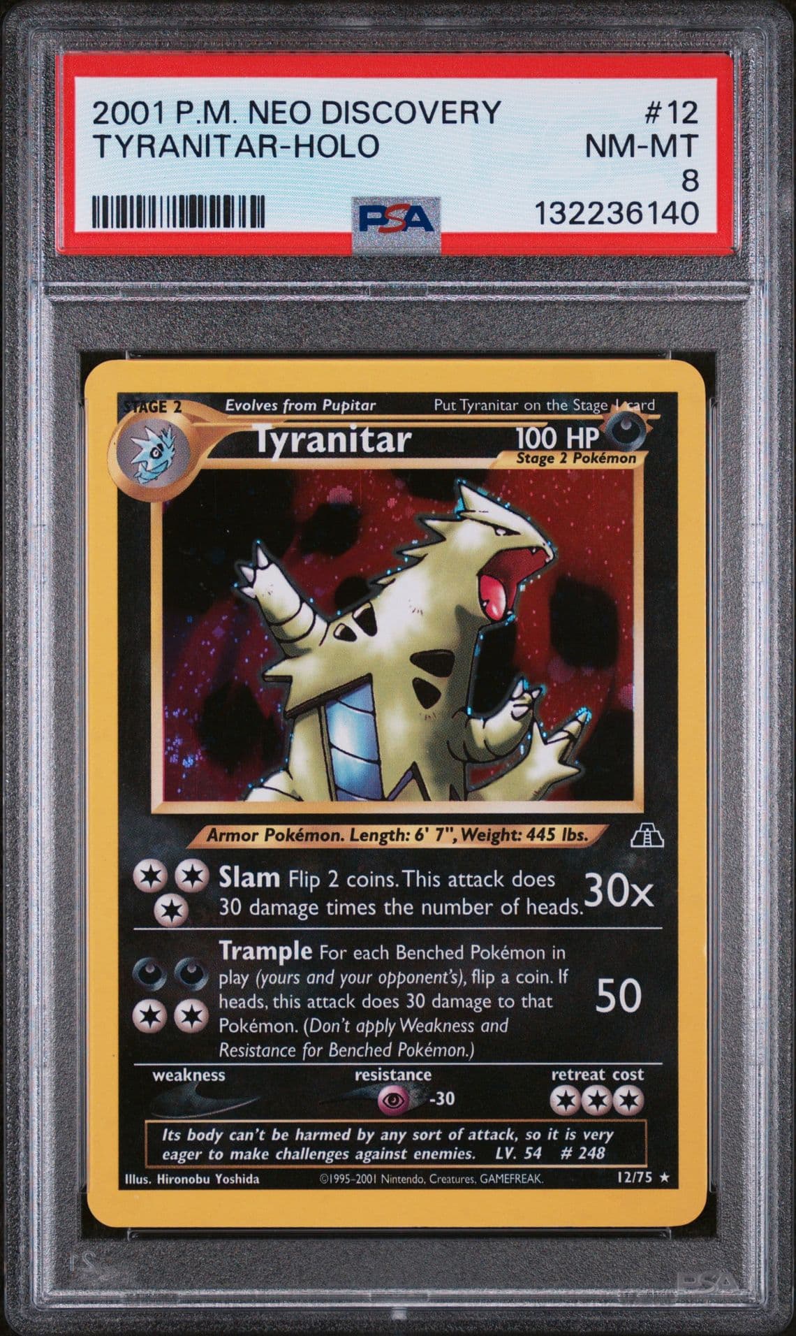 2001 POKEMON NEO DISCOVERY #12 TYRANITAR-HOLO PSA 8
