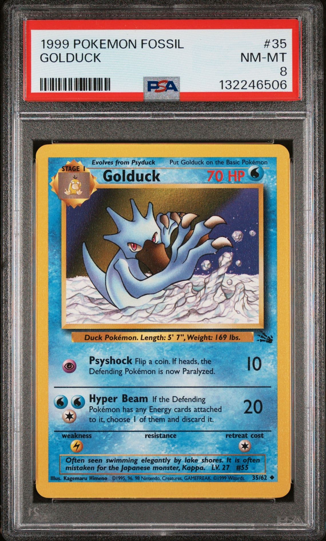 Pokémon 1999 English Fossil GOLDUCK 35/62 PSA 8 NM-MT RARE