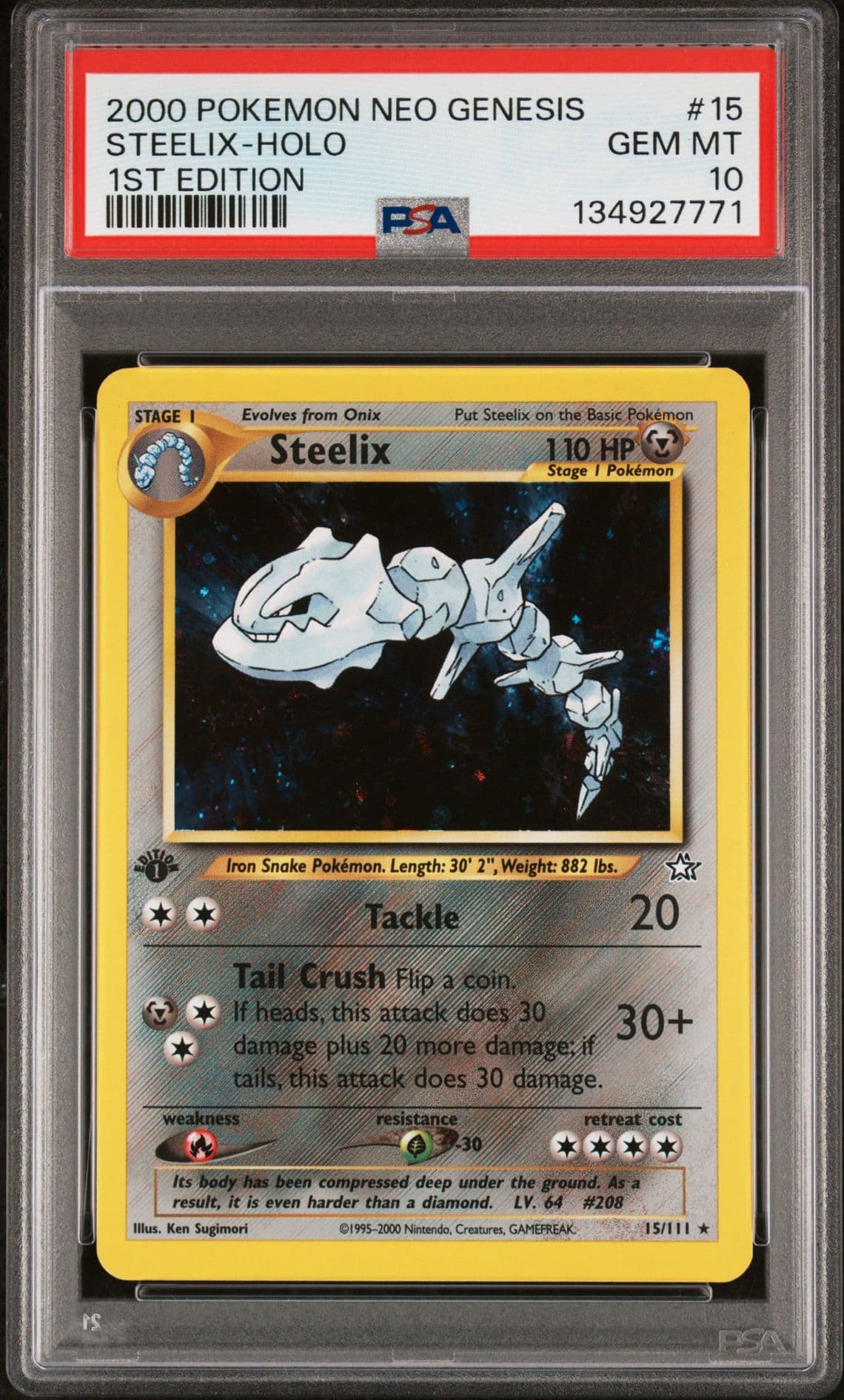 Steelix 15/111 1st Edition Holo PSA 10 Neo Genesis 2000 - Pokémon TCG