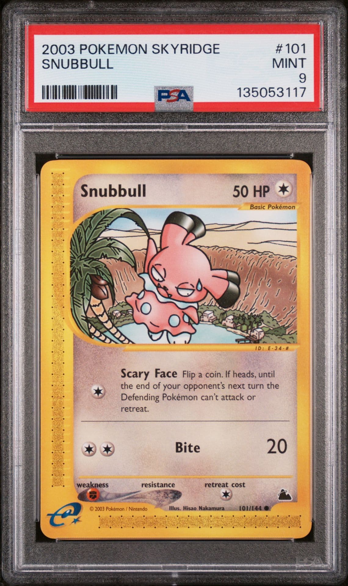 PSA 9 Snubbull 101/144 Skyridge Common Pokémon 2003