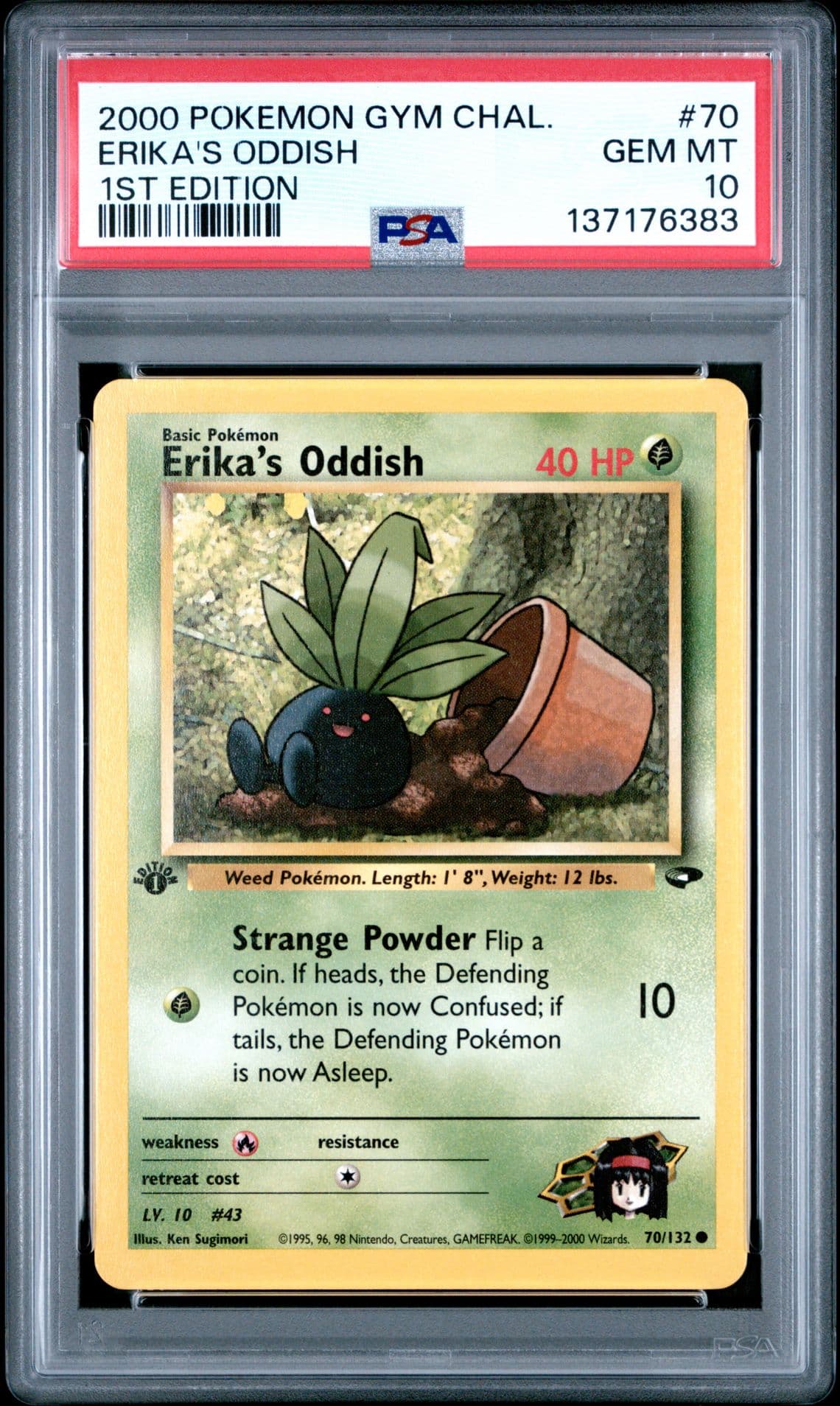 2000 POKEMON GYM CHALLENGE 1ST EDITION #70 ERIKA'S ODDISH PSA 10