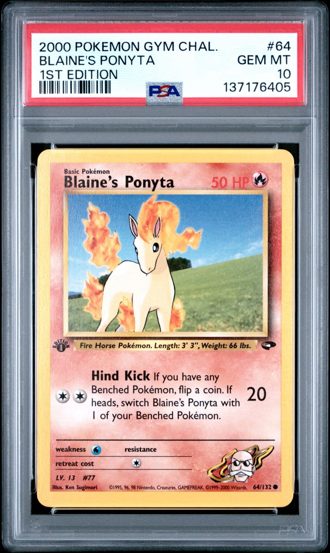 2000 POKEMON GYM CHALLENGE 1ST EDITION #64 BLAINE'S PONYTA PSA 10