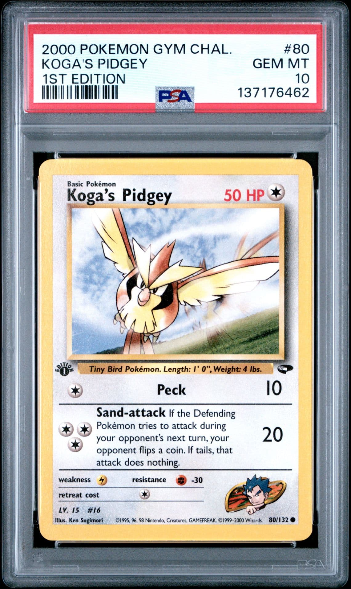 2000 POKEMON GYM CHALLENGE 1ST EDITION #80 KOGA'S PIDGEY PSA 10
