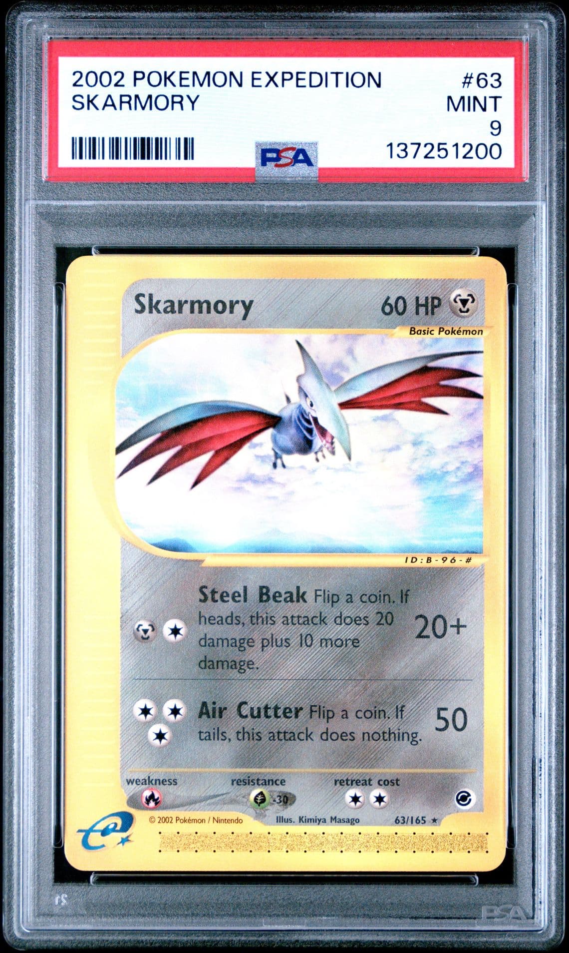 Pokémon Skarmory #63/165 Non-Holo Rare - 2002 Expedition Base Set - PSA 9 Mint!