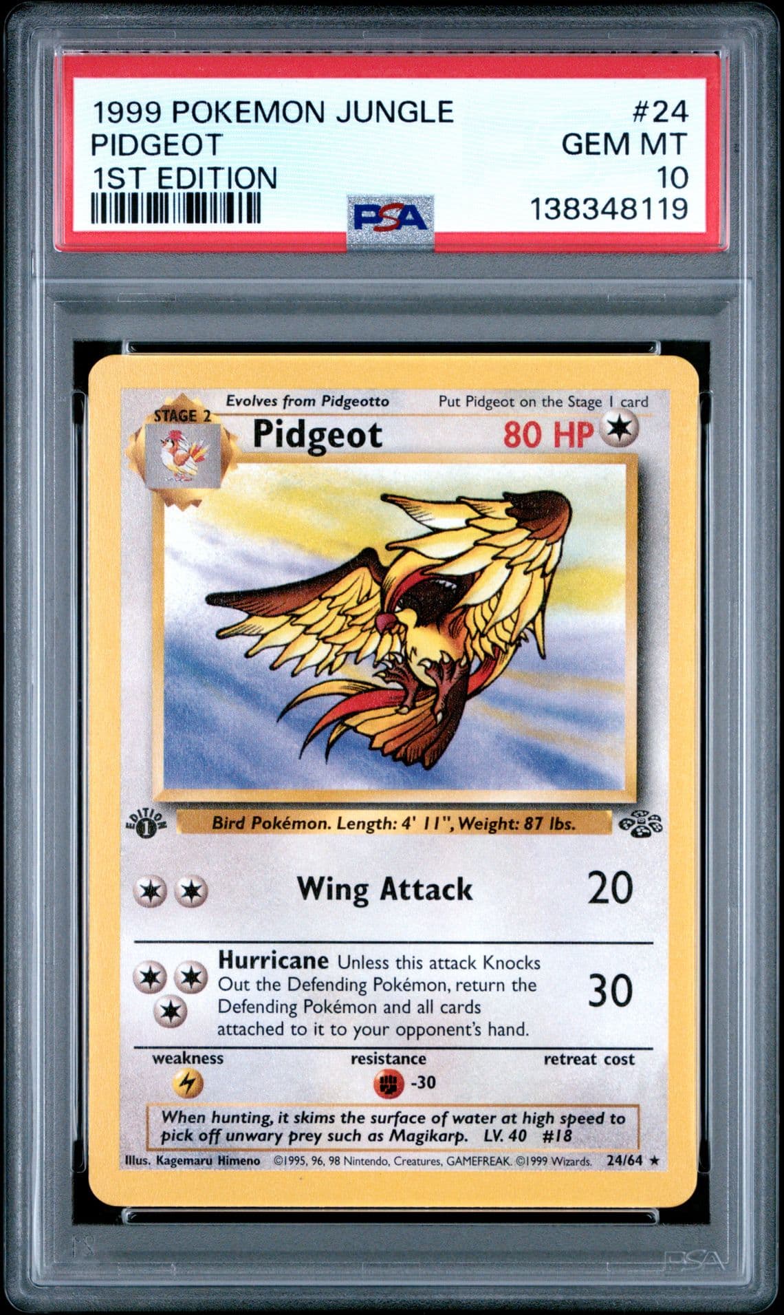 1999 POKEMON JUNGLE 1ST EDITION #24 PIDGEOT PSA 10