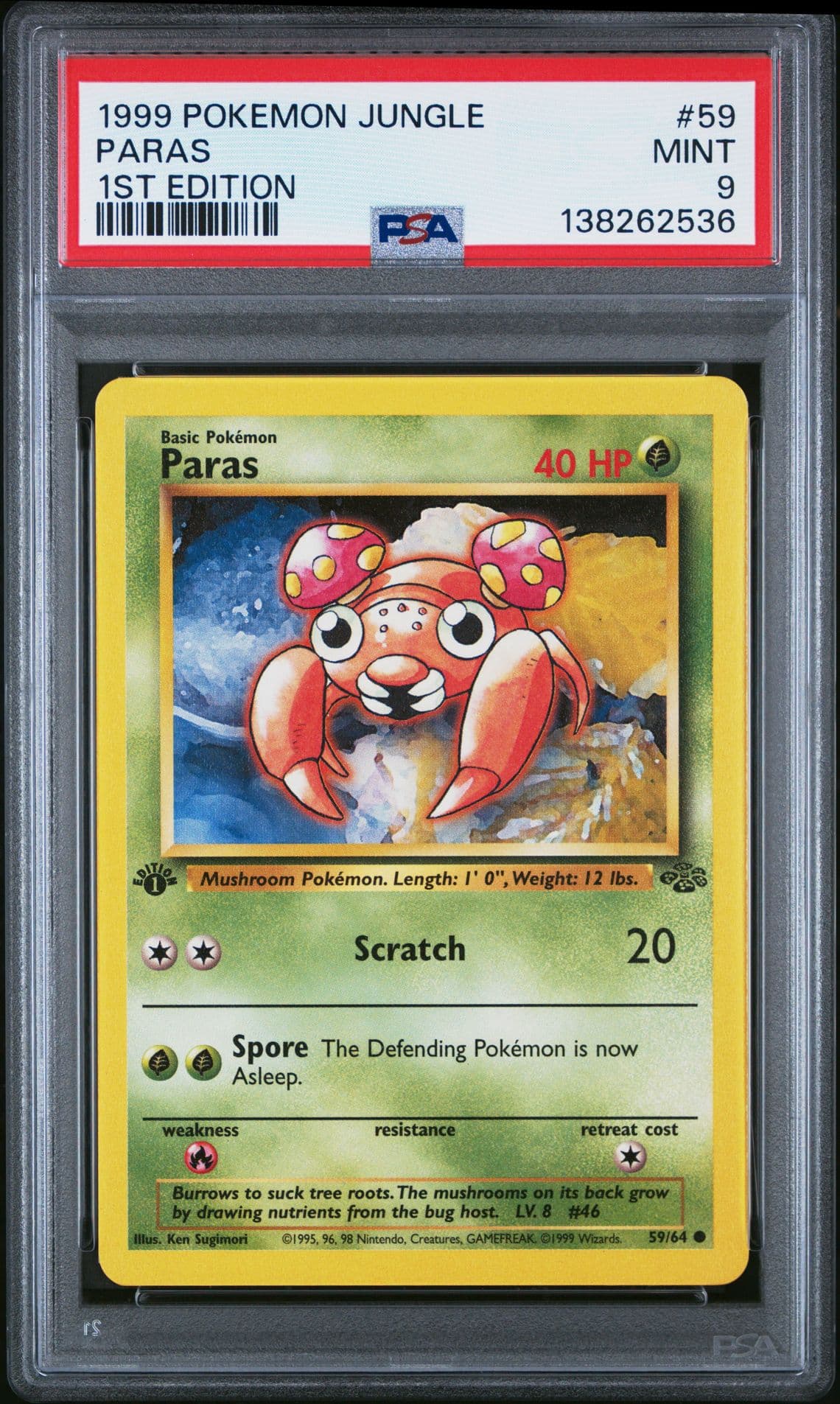 PSA 9 MINT 1999 POKEMON JUNGLE | 1ST EDITION PARAS 59