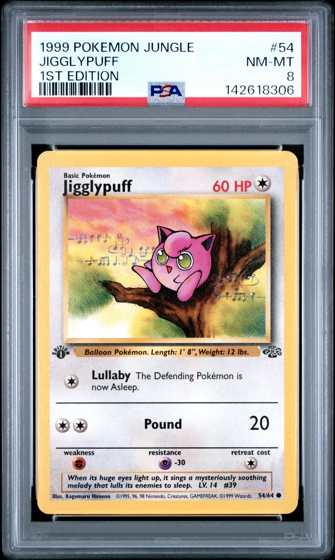 Pokémon 1999 Jungle 1ST EDITION JIGGLYPUFF 54/64 PSA 8 NM-MT