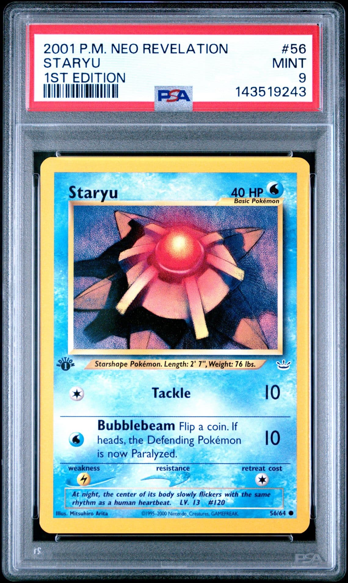 Staryu 1st Edition 56/64 Neo Revelation PSA 9
