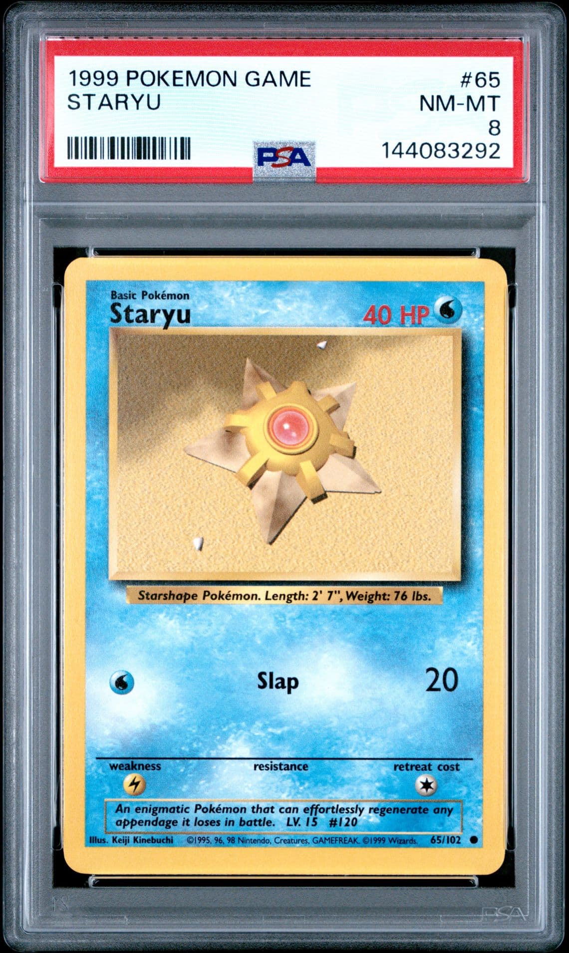 1999 POKEMON BASE SET UNLIMITED #65 STARYU PSA 8