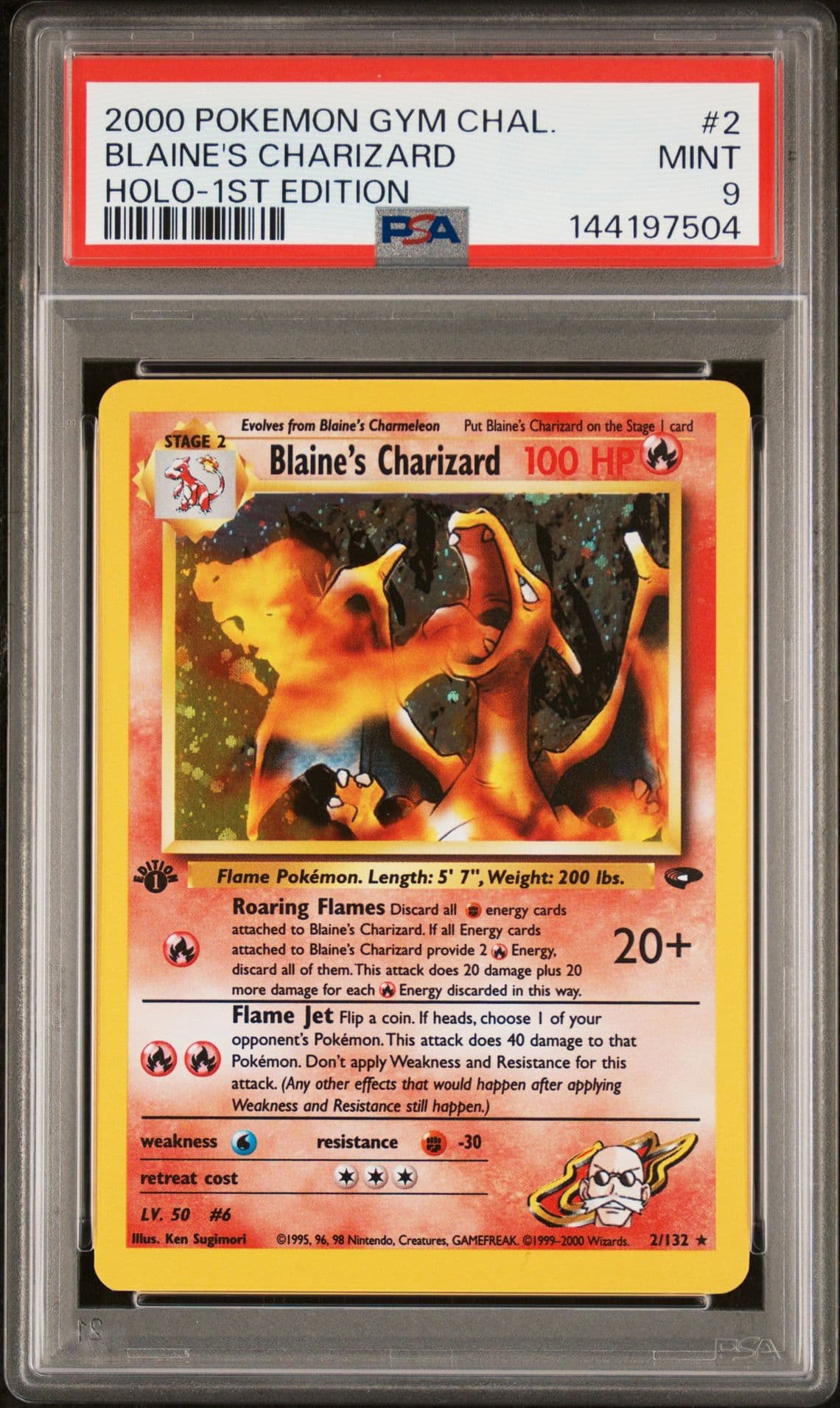 2000 POKEMON GYM CHALLENGE HOLO-1ST EDITION #2 BLAINE'S CHARIZARD PSA 9