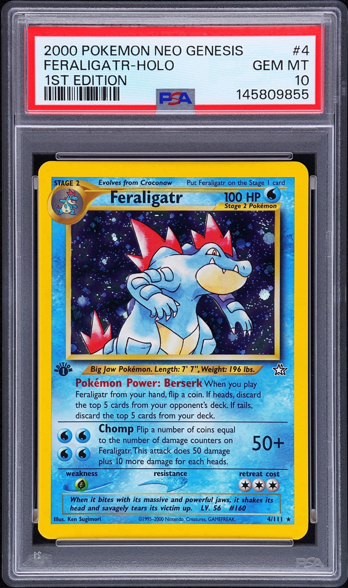 Pokemon Feraligatr Neo Genesis 1st Edition Holo Rare #4 PSA 10 Gem Mint