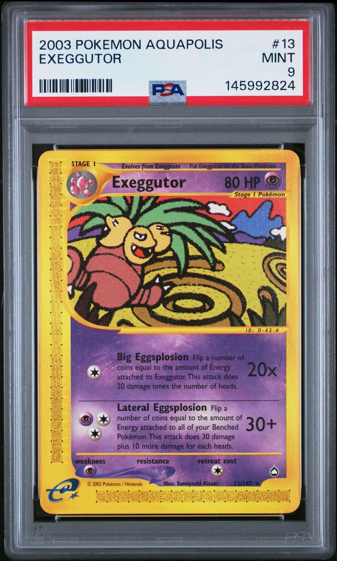 2003 POKEMON AQUAPOLIS #13 EXEGGUTOR PSA 9