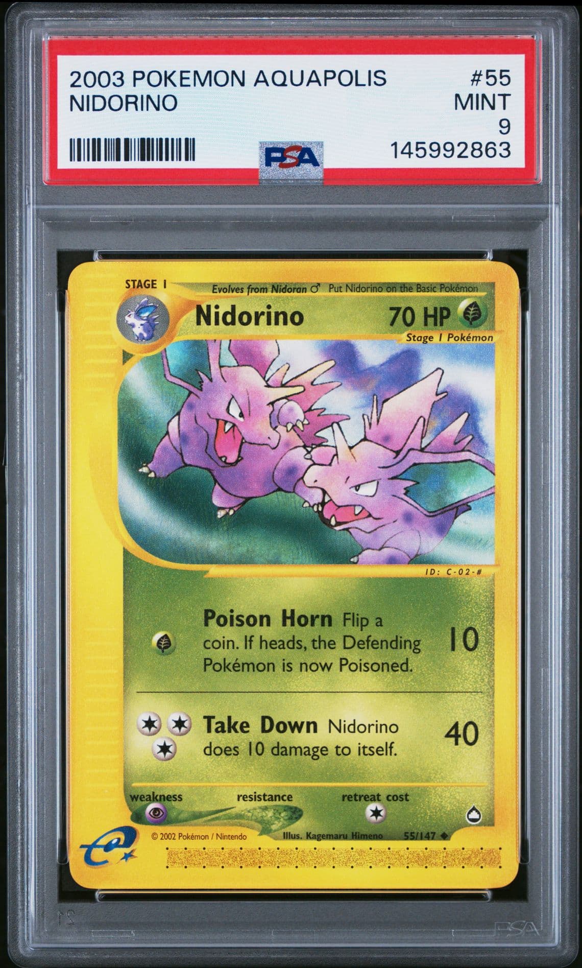 2003 POKEMON AQUAPOLIS #55 NIDORINO PSA 9