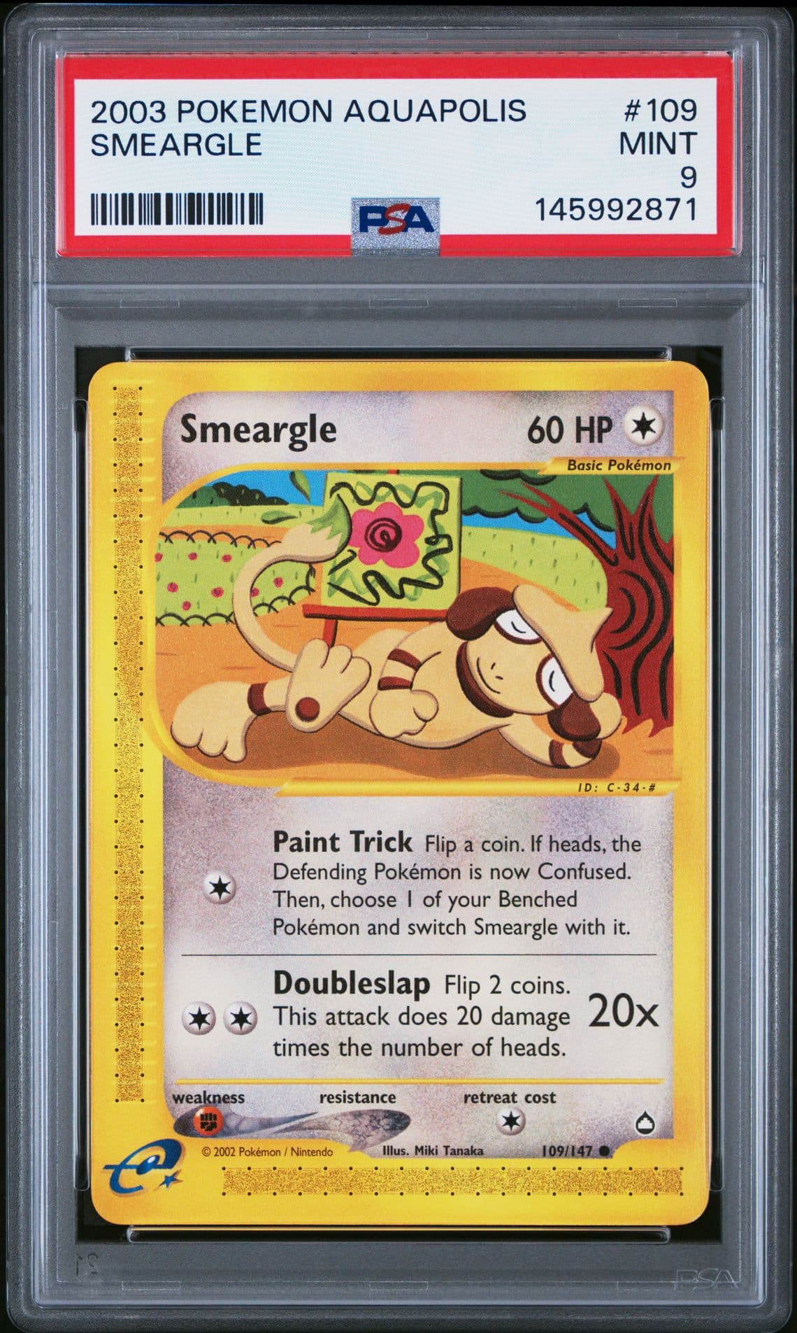 2003 POKEMON AQUAPOLIS #109 SMEARGLE PSA 9