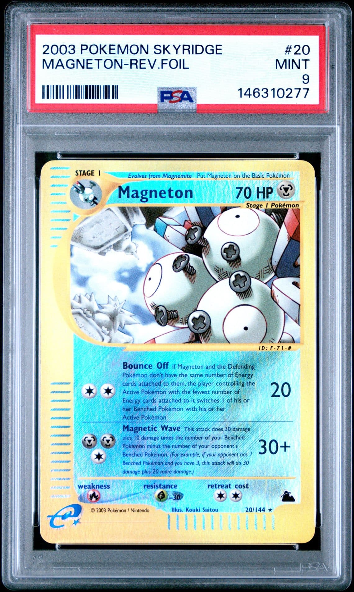 2003 POKEMON SKYRIDGE #20 MAGNETON-REVERSE FOIL PSA 9