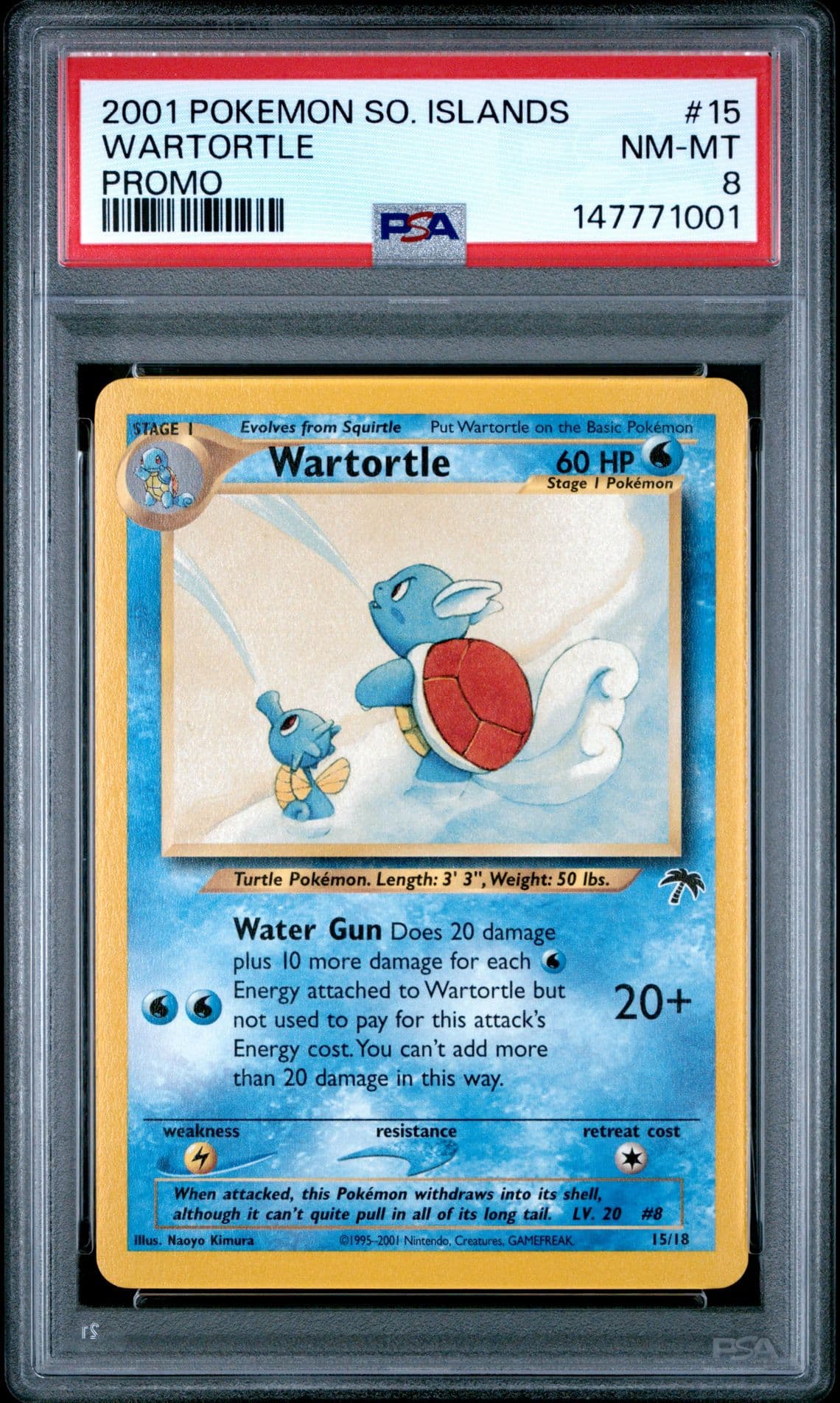2001 POKEMON SOUTHERN ISLANDS PROMO #15 WARTORTLE PSA 8