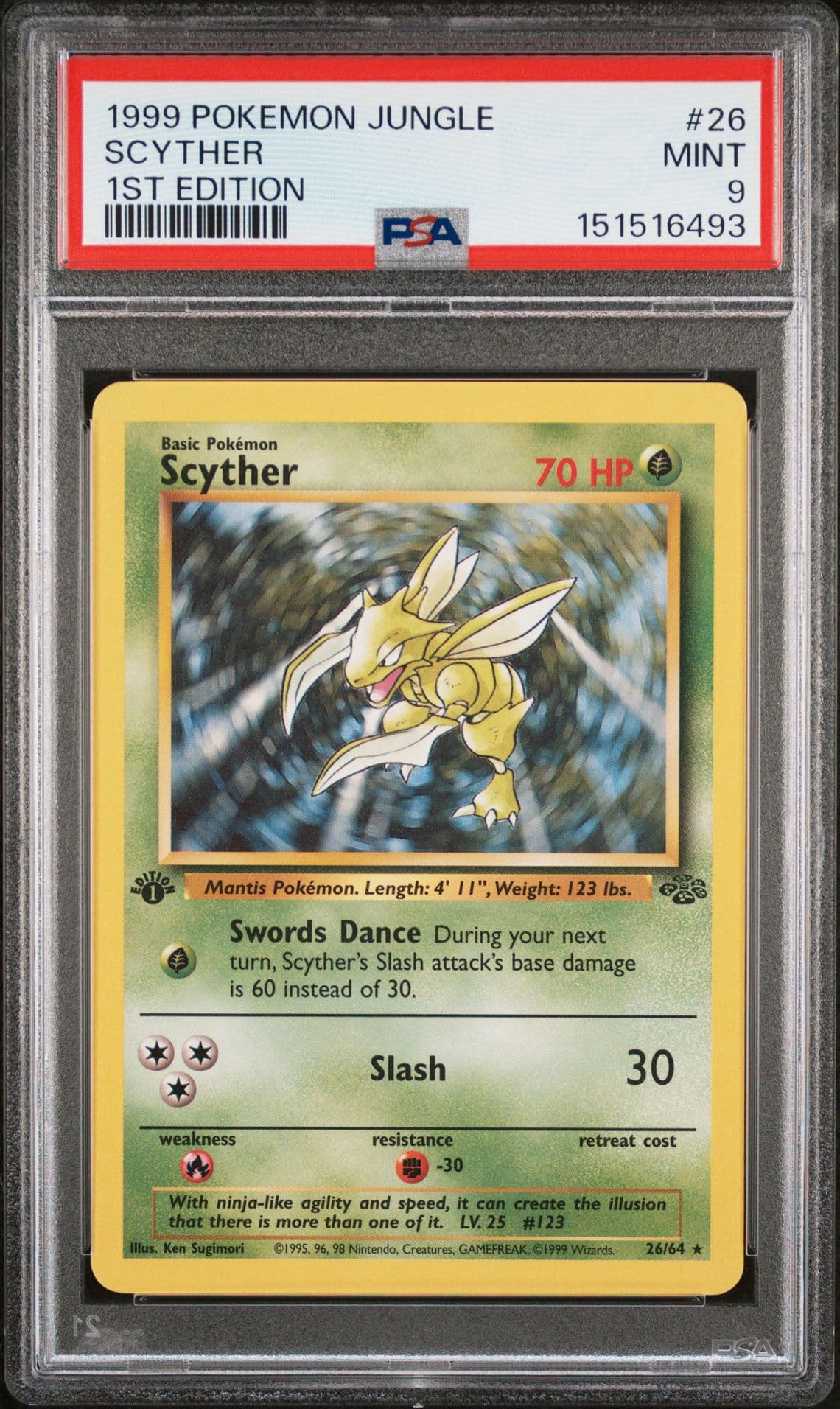 Scyther Non-Holo 26/64 Rare Pokemon Jungle 1st Edition PSA 9