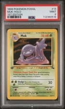 1999 POKEMON FOSSIL 1ST EDITION #13 MUK-HOLO PSA 9