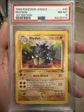 1999 Pokemon Jungle Rhydon 1st Edition Uncommon 45/64 PSA 8