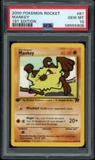 PSA 10 GEM MINT Mankey 61/82 Team Rocket 1ST EDITION Pokemon Card