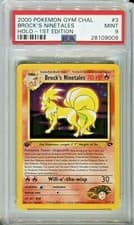 PSA 9 MINT Pokemon BROCK'S NINETALES Holo Rare Gym Challenge 1st Edition 3/132