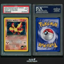 Rocket's Moltres 12/132 Holo 1st Edition - PSA 9 (Gym Heroes)