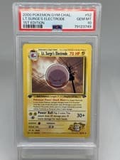 2000 Pokemon Gym Challenge Lt. Surge’s Electrode 1st Edition #52 PSA 10 Gem Mint