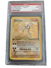 PSA 9 MINT 1999 Pokemon Fossil Hitmonlee 1st Edition HOLO 7/62