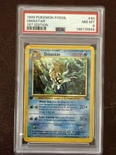 1999 Pokemon Fossil Omastar 1st Edition #40 PSA 8