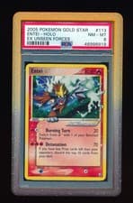 2005 POKEMON EX UNSEEN FORCES GOLD STAR #113 ENTEI-HOLO PSA 8