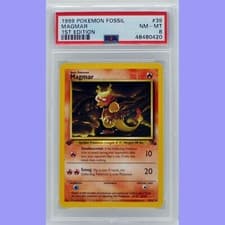 Pokemon 1st Edition Magmar 39/62 Fossil PSA 8 NM/Mint