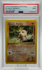 2000 POKEMON GYM CHALLENGE #63 BLAINE'S MANKEY 1ST EDITION PSA 9 MINT