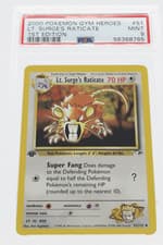 PSA 9 MINT 2000 Pokémon Gym Heroes #51 LT. Surge's Raticate 1st Edition !!!