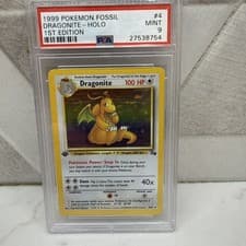 1999 Pokemon Fossil 1st Edition Dragonite #4/62 PSA 9