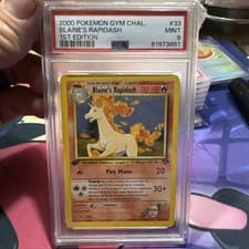 PSA 9 MINT 2000 Pokémon Gym Challenge #33 Blaine's Rapidash 1st Edition !!!