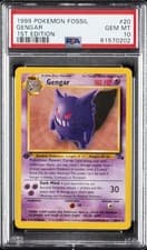 1999 POKEMON FOSSIL 1ST EDITION #20 GENGAR PSA 10